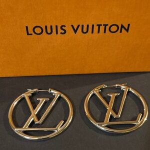 LV Silver Hoop Earrings